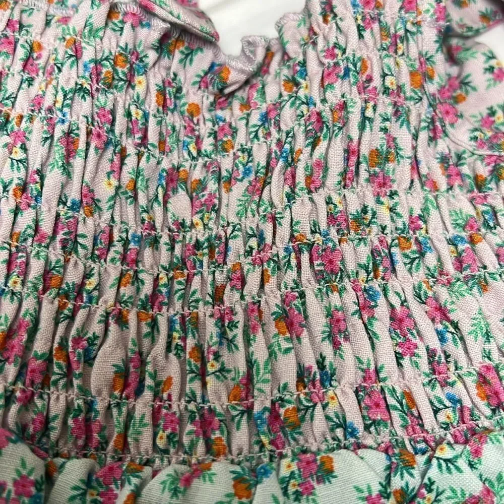 Andy and Evan floral Tiered smocked sundress Pink and Purple size 3T NWOT